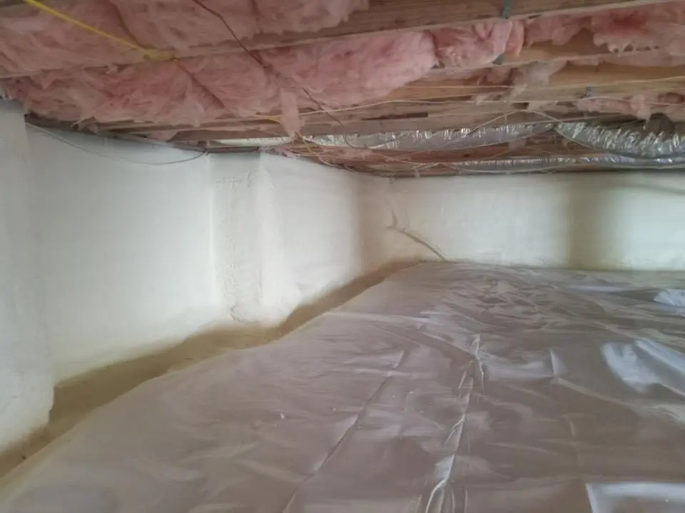 Crawl space encapsulation with closed-cell spray foam for Commercial Roof Restoration in Granite Shoals